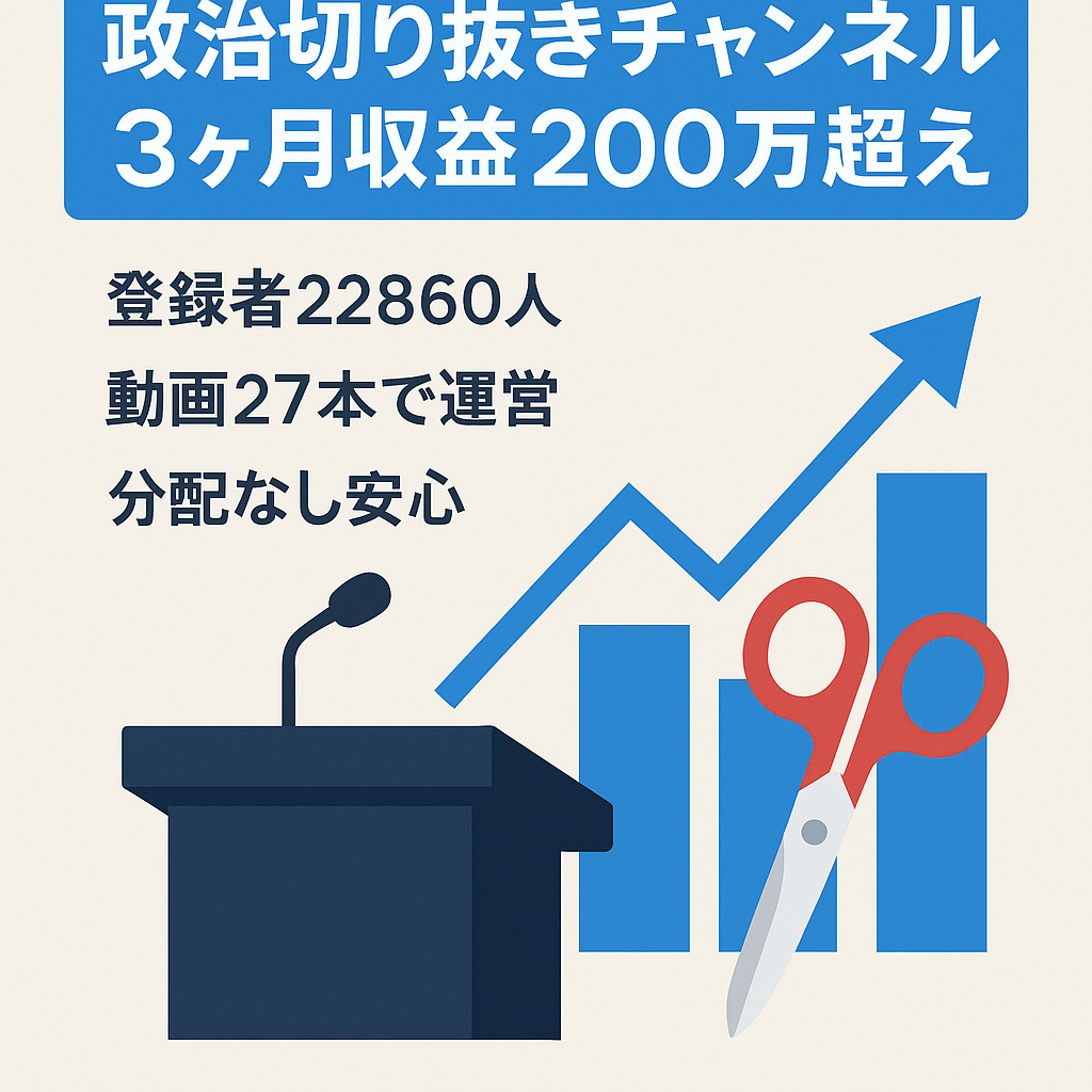 【運営3ヶ月で収益200万超え】政治切り抜きチャンネル/11月分収益も全額譲渡/登録者22,860人【クリーン運営】