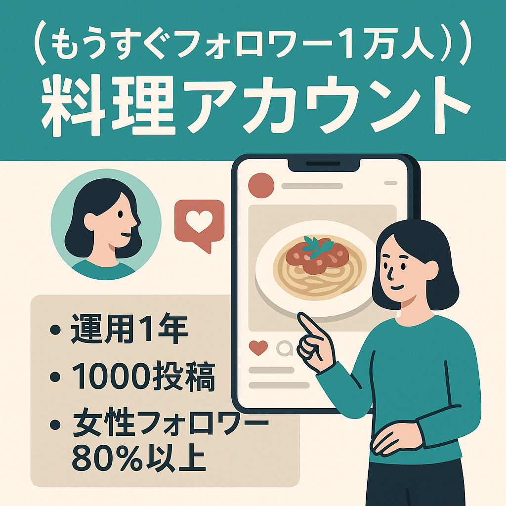 【もうすぐフォロワー1万人】Instagram お料理アカウント(属人性無し)リポスト型　月間リーチ数10万以上