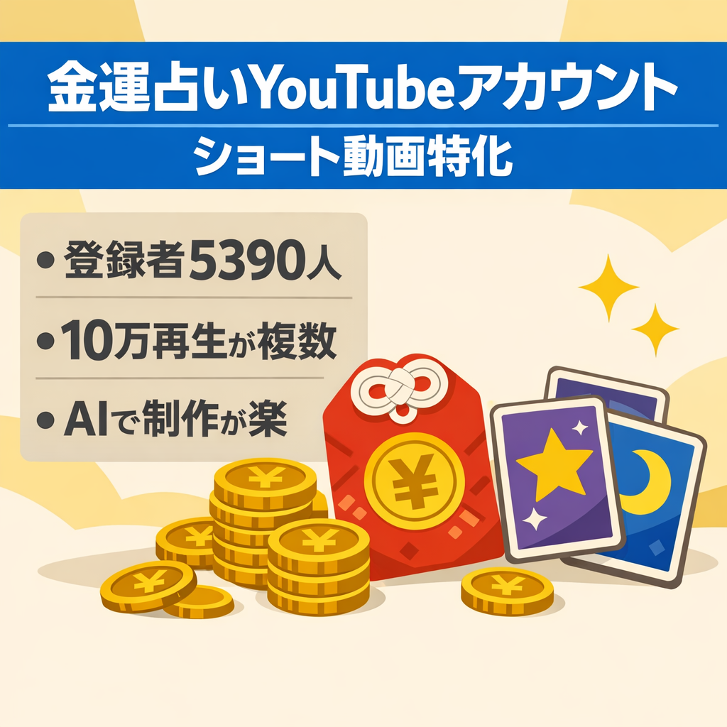 【登録者5390人】金運占い系YouTubeアカウント | ショート動画特化