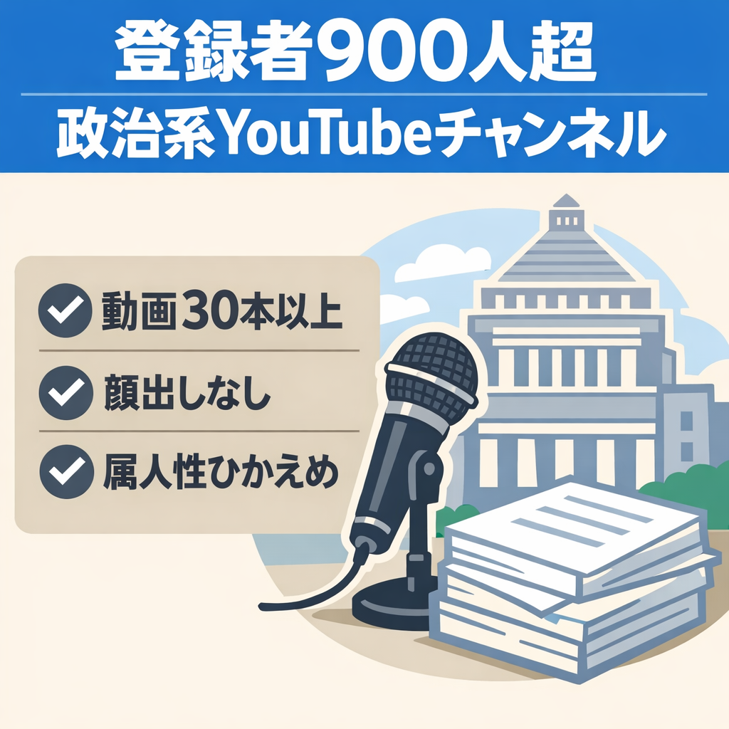 【登録者900人超え】政治系YouTubeチャンネル【本数30本超え】