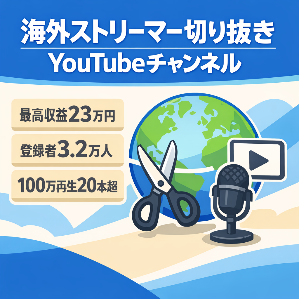 【訳あり案件】【交渉可】【最高収益23万円】【登録者3.2万人】人気海外ストリーマーの切り抜きYouTubeチャンネル