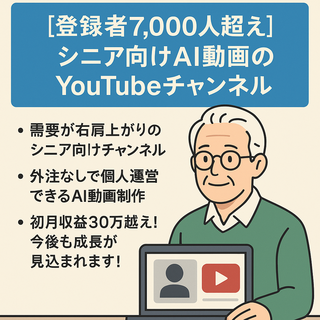 【登録者7,000人超え】非属人のAI動画／人気のシニア向け：人生の教訓・雑学系YouTubeチャンネル