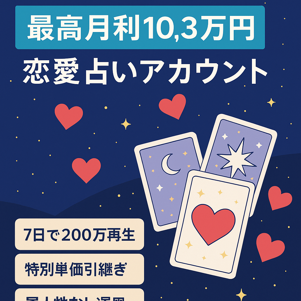 【最高月利¥103,840】TikTok恋愛占いアカウント！プロフ流入右肩上がり！