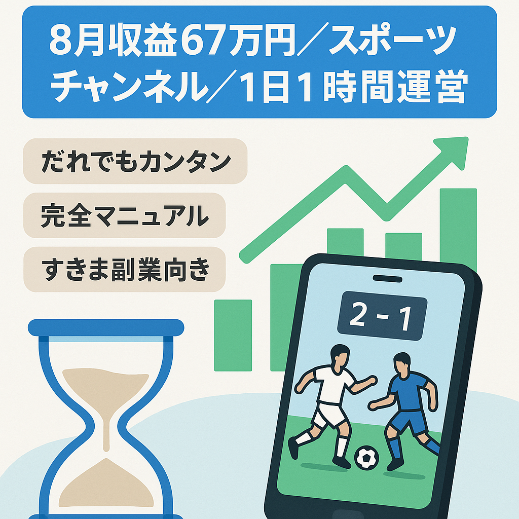 『８月収益６７万円』流行りのスポーツチャンネル【１日１時間で運営可能】