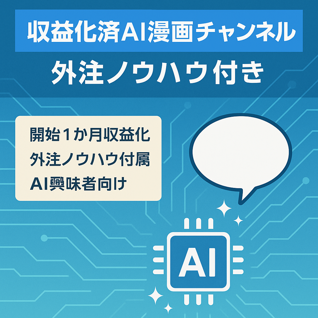 【収益化済み＆外注可能】AI漫画チャンネル・外注ノウハウもお付けします