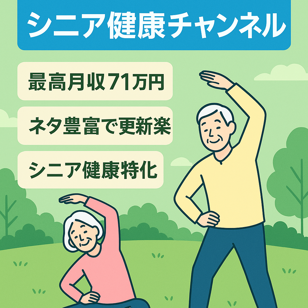 【登録者22600人】シニア向け健康チャンネル　最高月収71万円