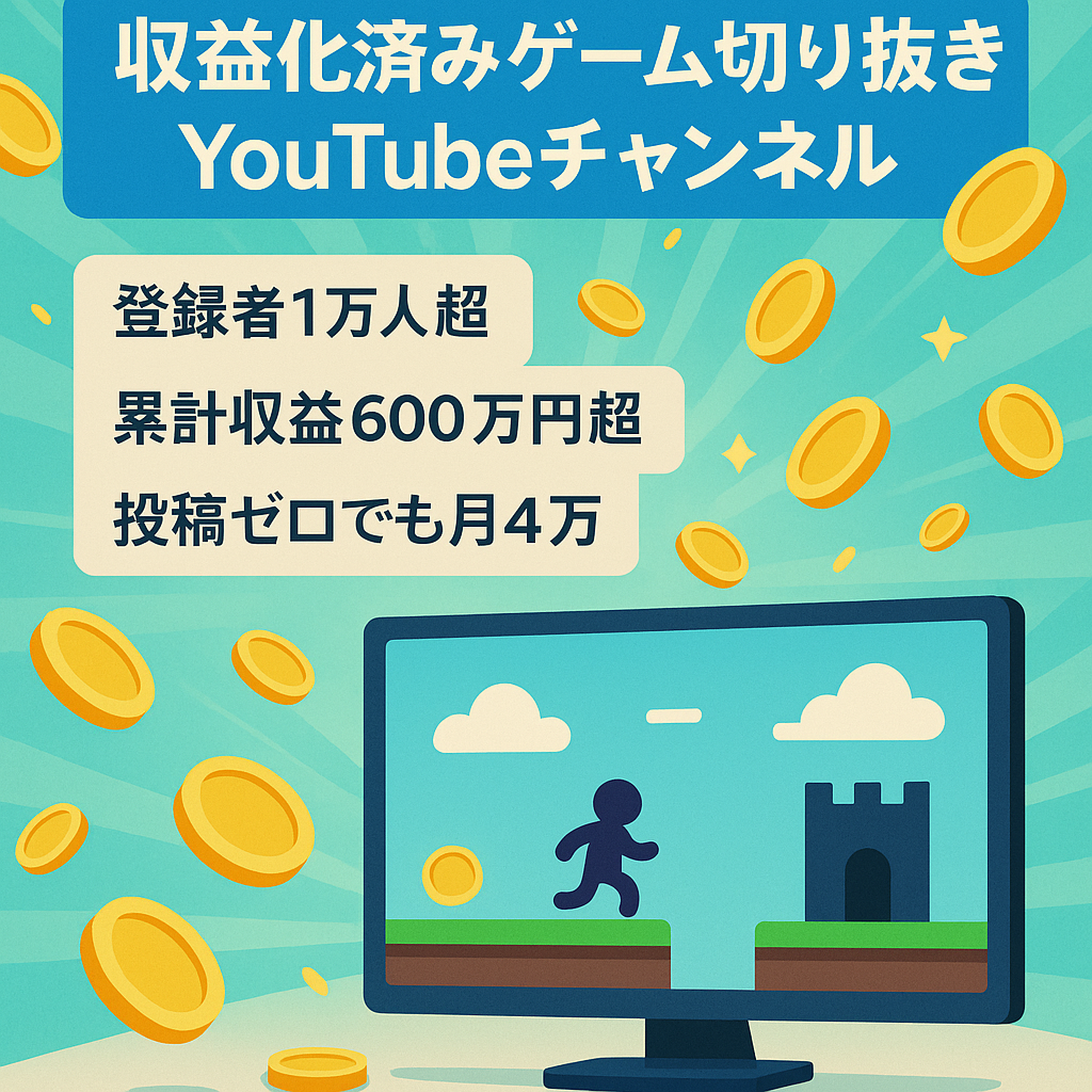 【チャンネル登録者数一万人以上】収益化済みYouTubeチャンネル　※ゲーム切り抜き動画