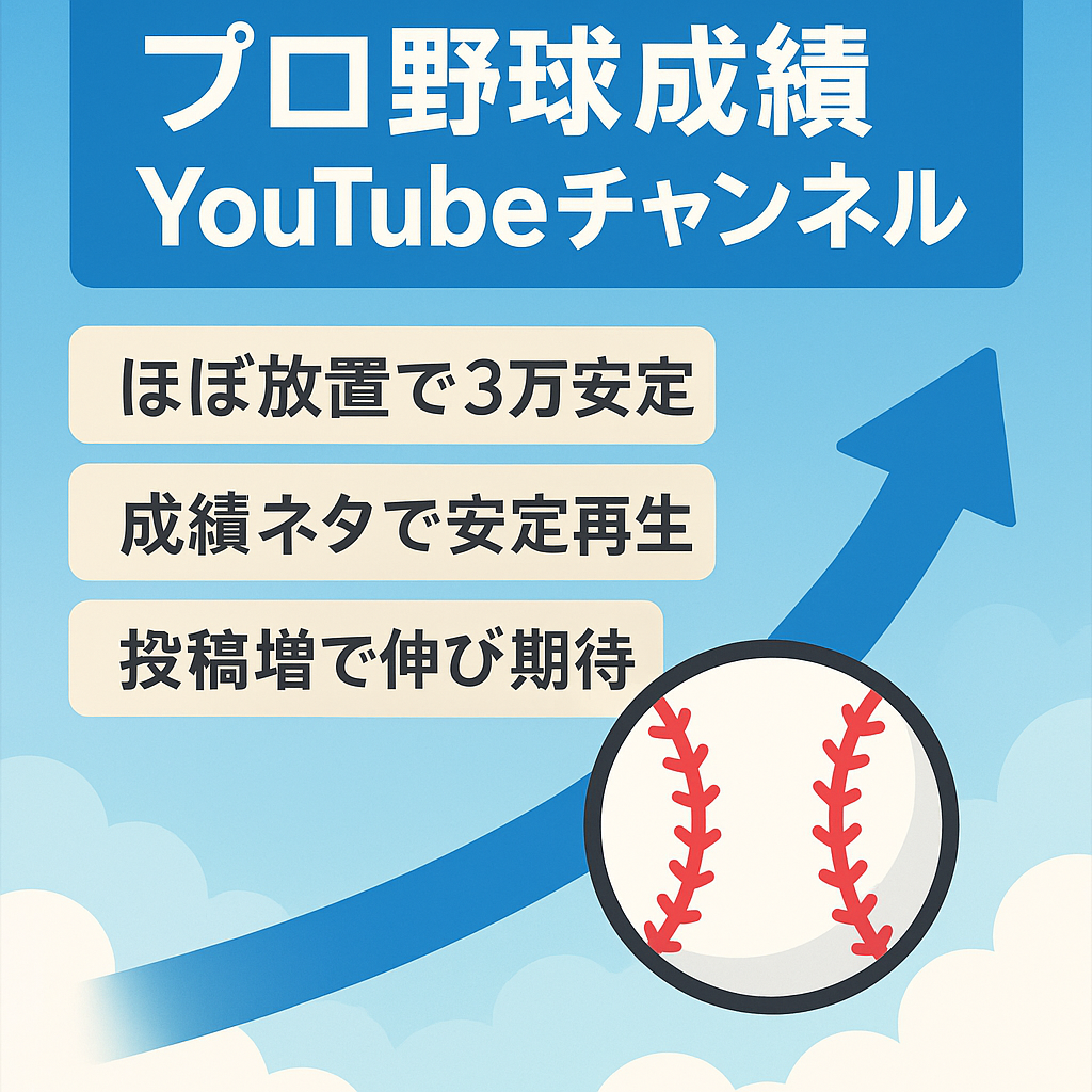 【プロ野球】資産性が高いチャンネル！ほぼ放置でアドセンス3万円安定♪投稿増加で増加見込みあり