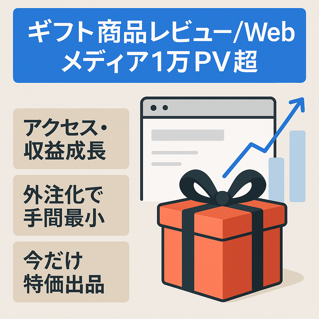 【1万PV以上】ギフト商品レビューWebメディア｜完全外注化で収益継続中