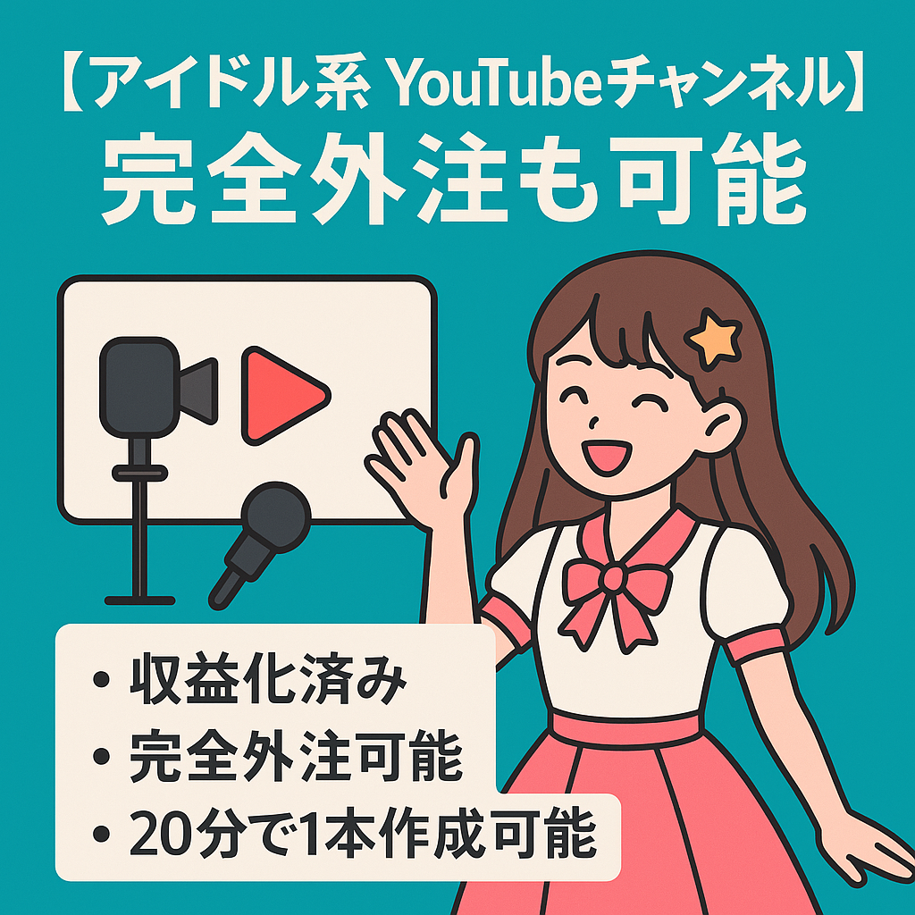 【アイドル系 YouTubeチャンネル】完全外注化も可能！動画素材調達が容易で運営は簡単！