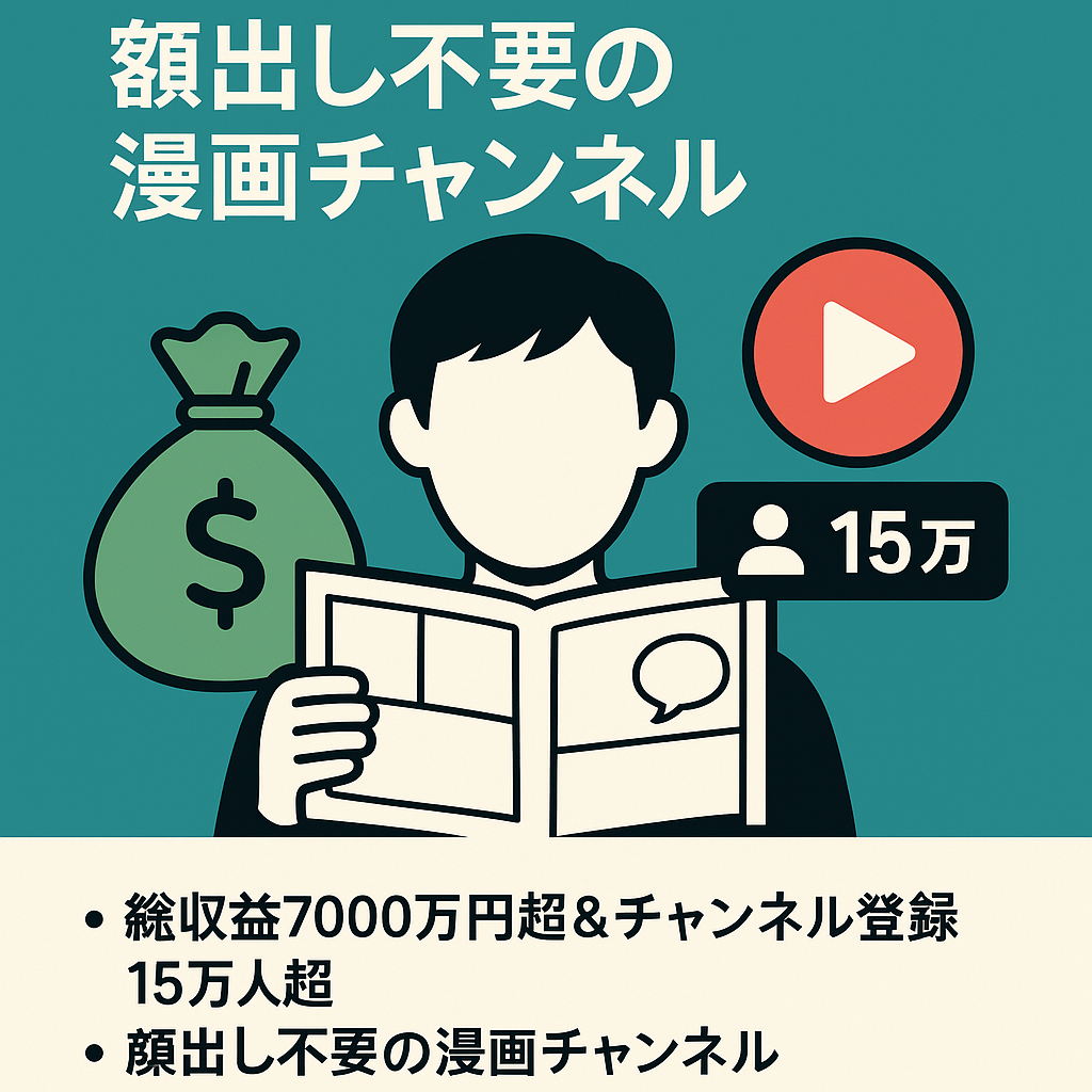 【総収益7000万円超え＆チャンネル登録15万人超】顔出し不要の漫画チャンネル！