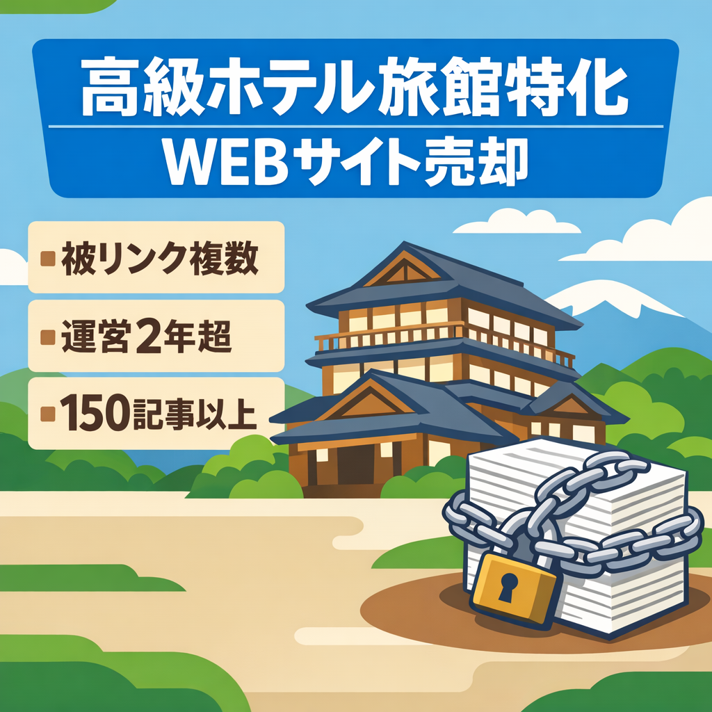 【被リンク複数】2年以上・150記事以上のWEBサイト！高級ホテル旅館特化