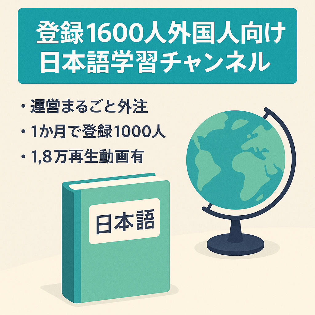 【登録者1600人】開始1ヶ月で登録者1000人超え ! 外国人向け日本語学習チャンネル【属人性なし | 全外注も可】