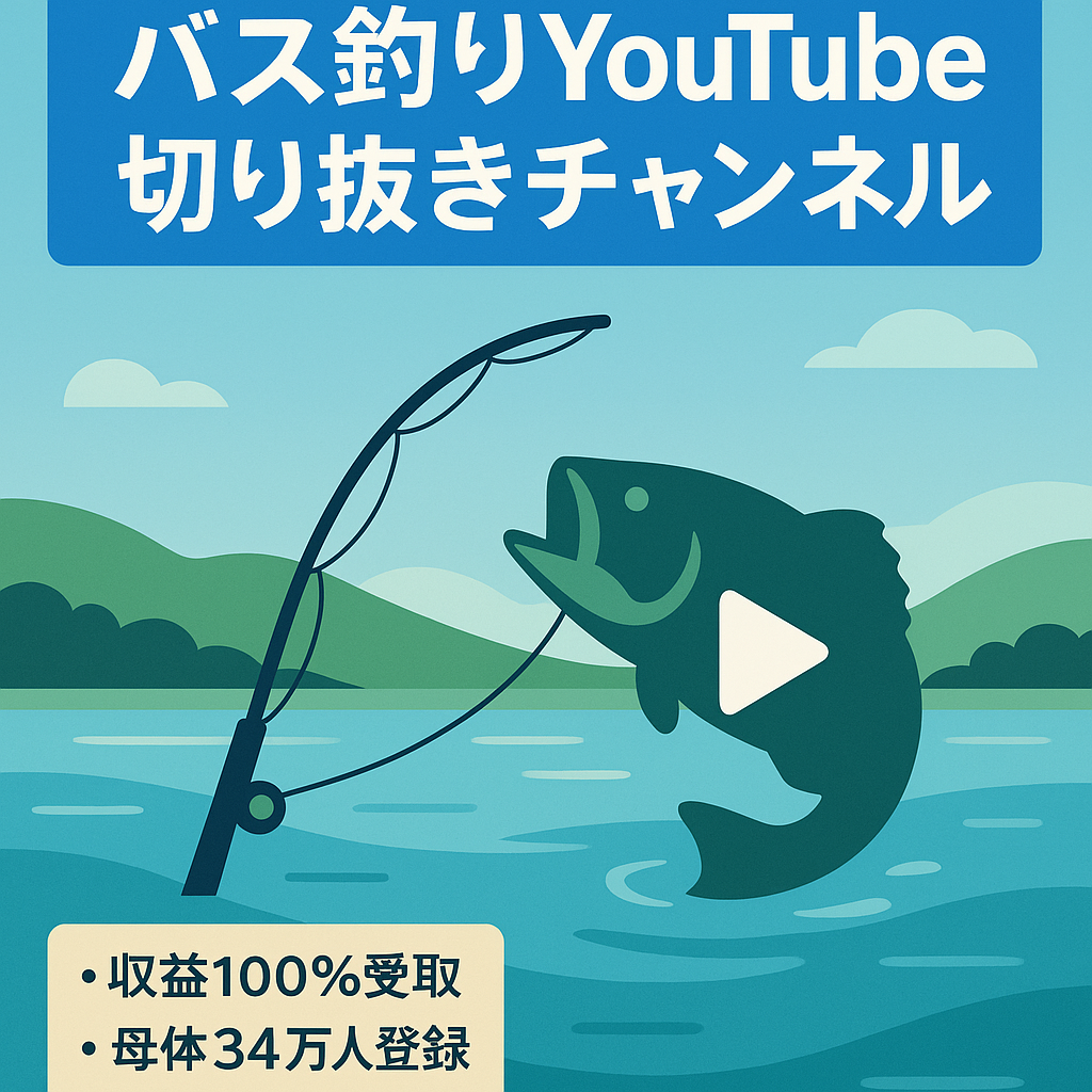 【総再生約100万回‼】収益は100%自分のもの！折半不要のバス釣り系Youtube切り抜きチャンネル【フル外注可能】