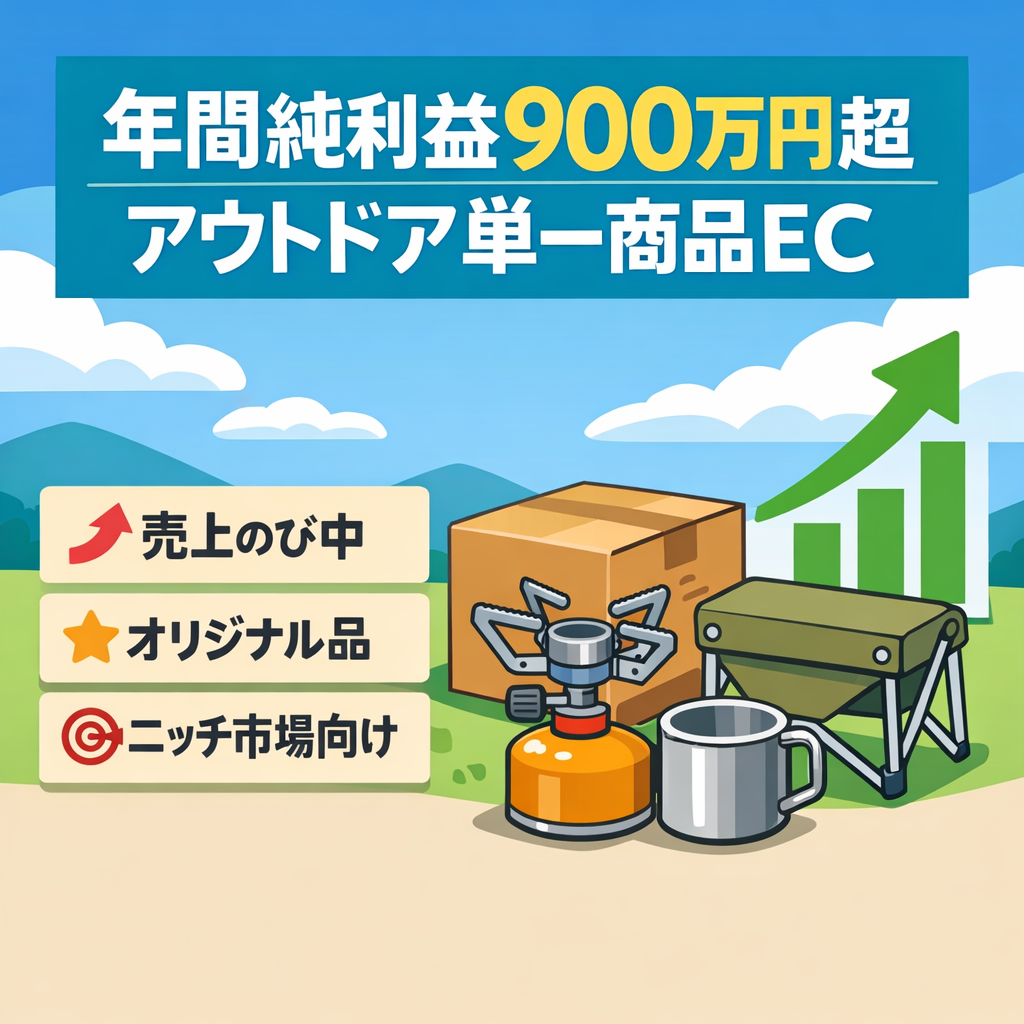 EC事業：【年間純利益900万円超】単一商品のAmazon事業、アウトドア商品