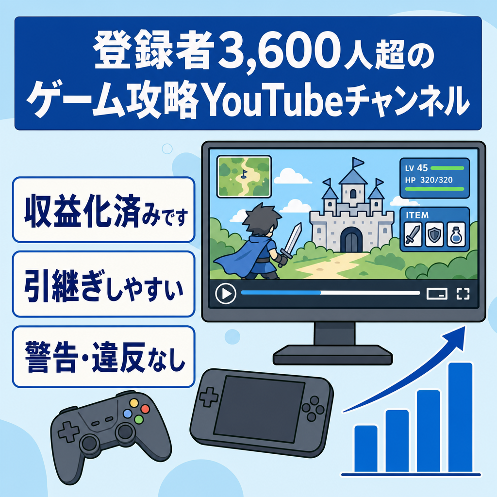 【登録者3,600人超】属人性なし・収益化済みゲーム情報・攻略YouTubeチャンネル