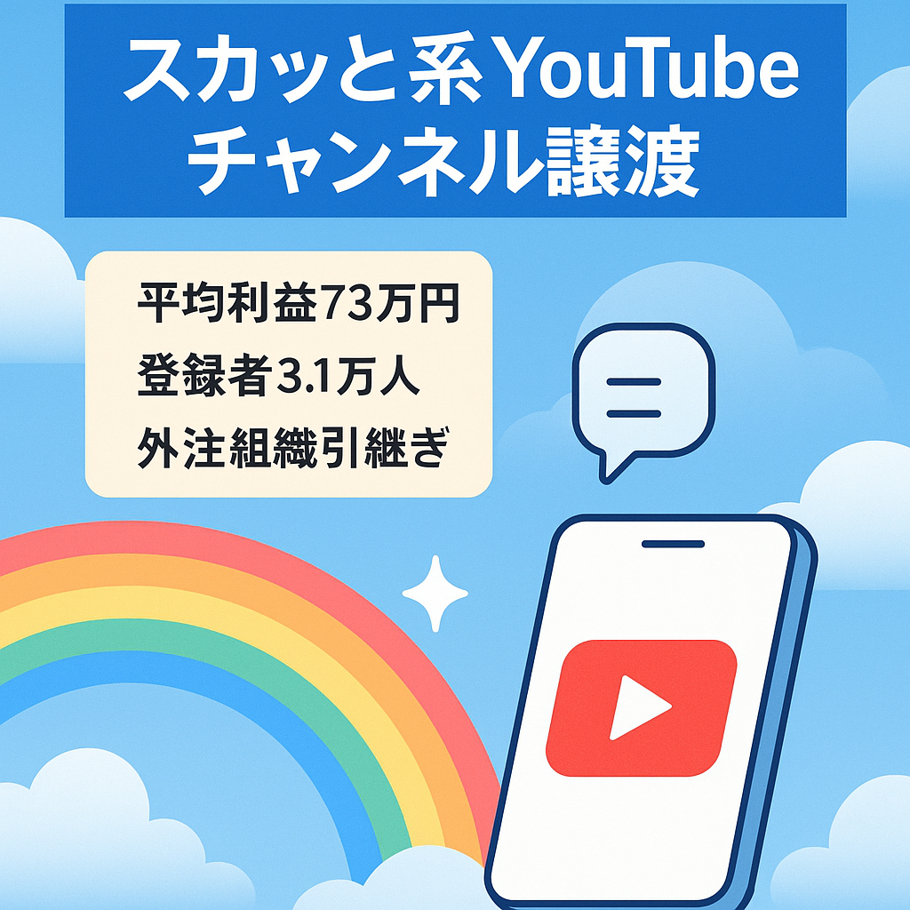 【月間利益平均73万円・登録者3.1万人】スカッと系YouTubeチャンネルのアカウント譲渡【外注組織付属・非属人】