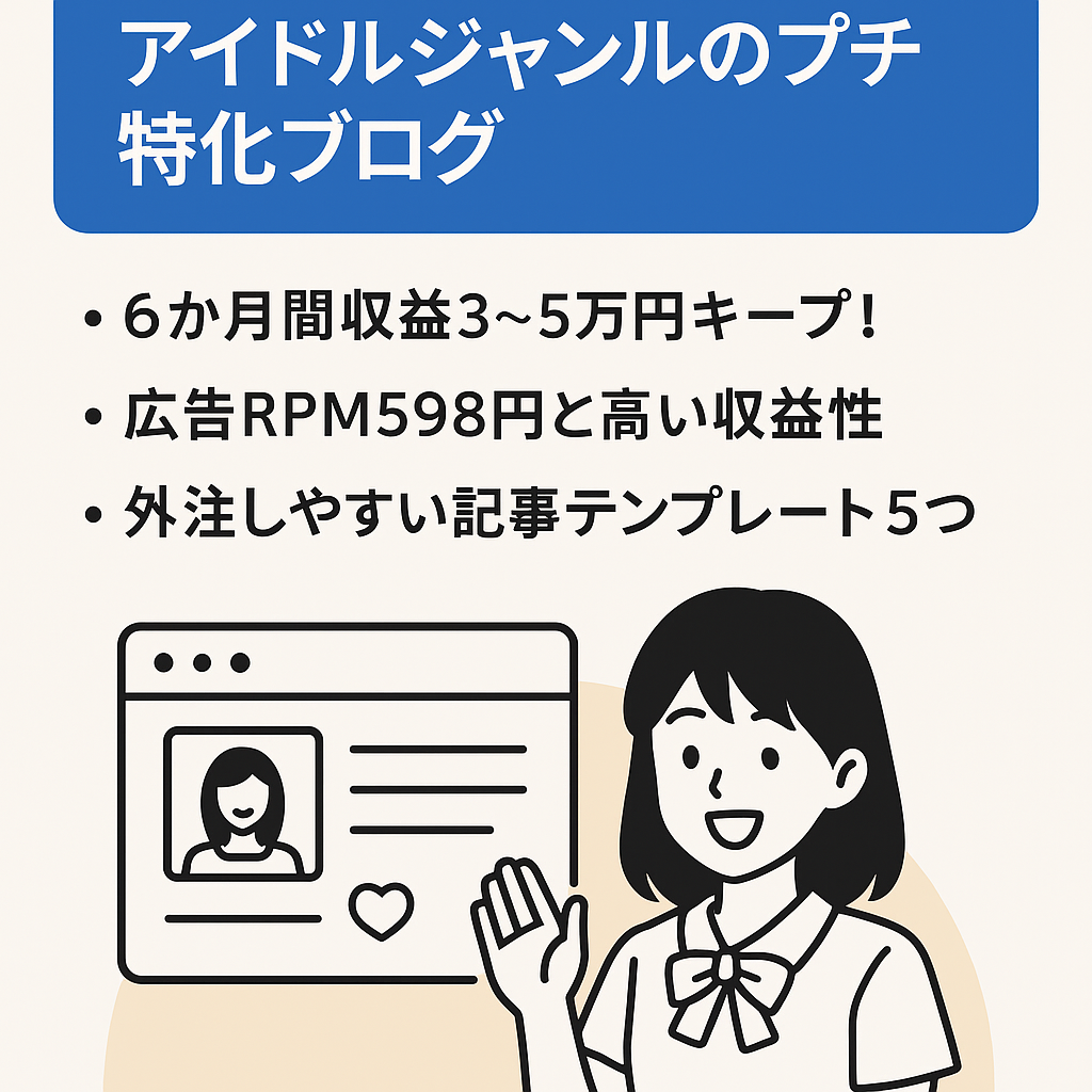 【収益3～5万を6か月キープ】アイドルジャンルのプチ特化ブログ！外注化済｜運用マニュアル譲渡&ライター引継可