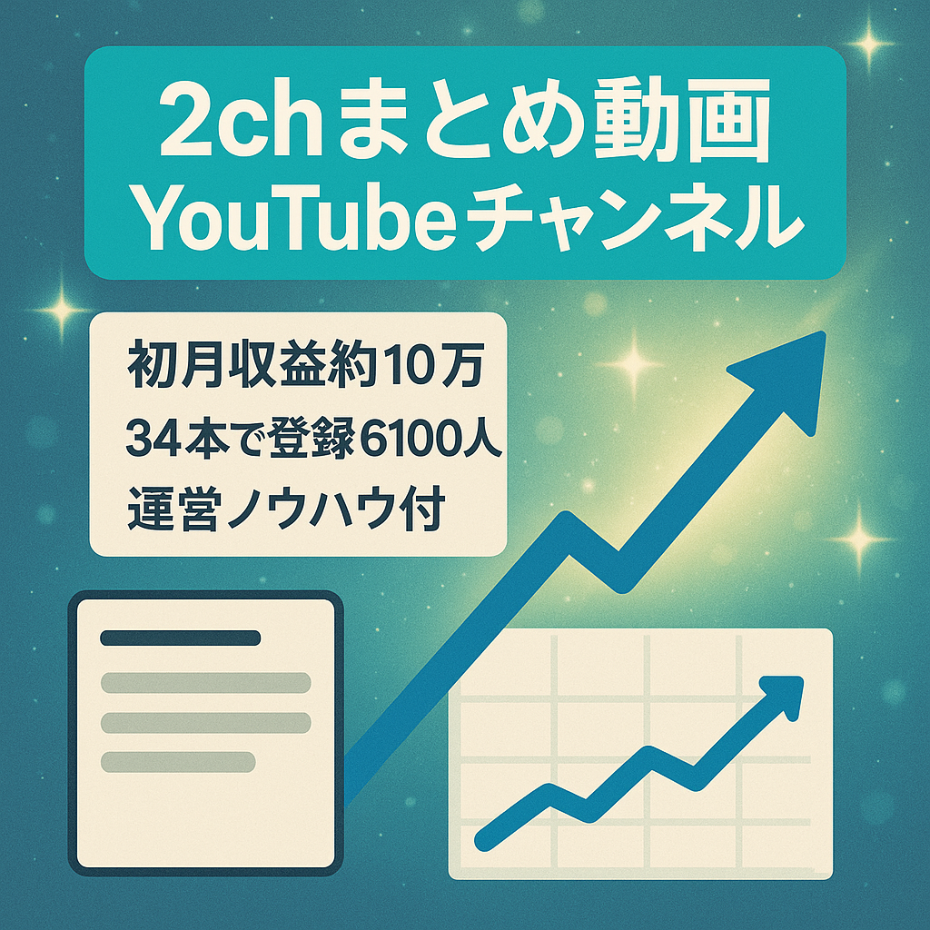 【2chまとめ登録者6000人！】※投稿数わずか34本で登録者が多い！購入していただいた方にはノウハウも教えます！