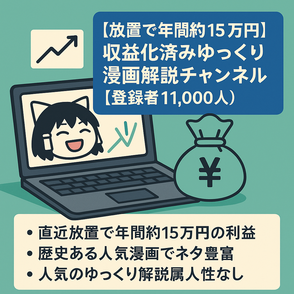 【放置で年間約15万円】収益化済みゆっくり漫画解説チャンネル【登録者11,000人】