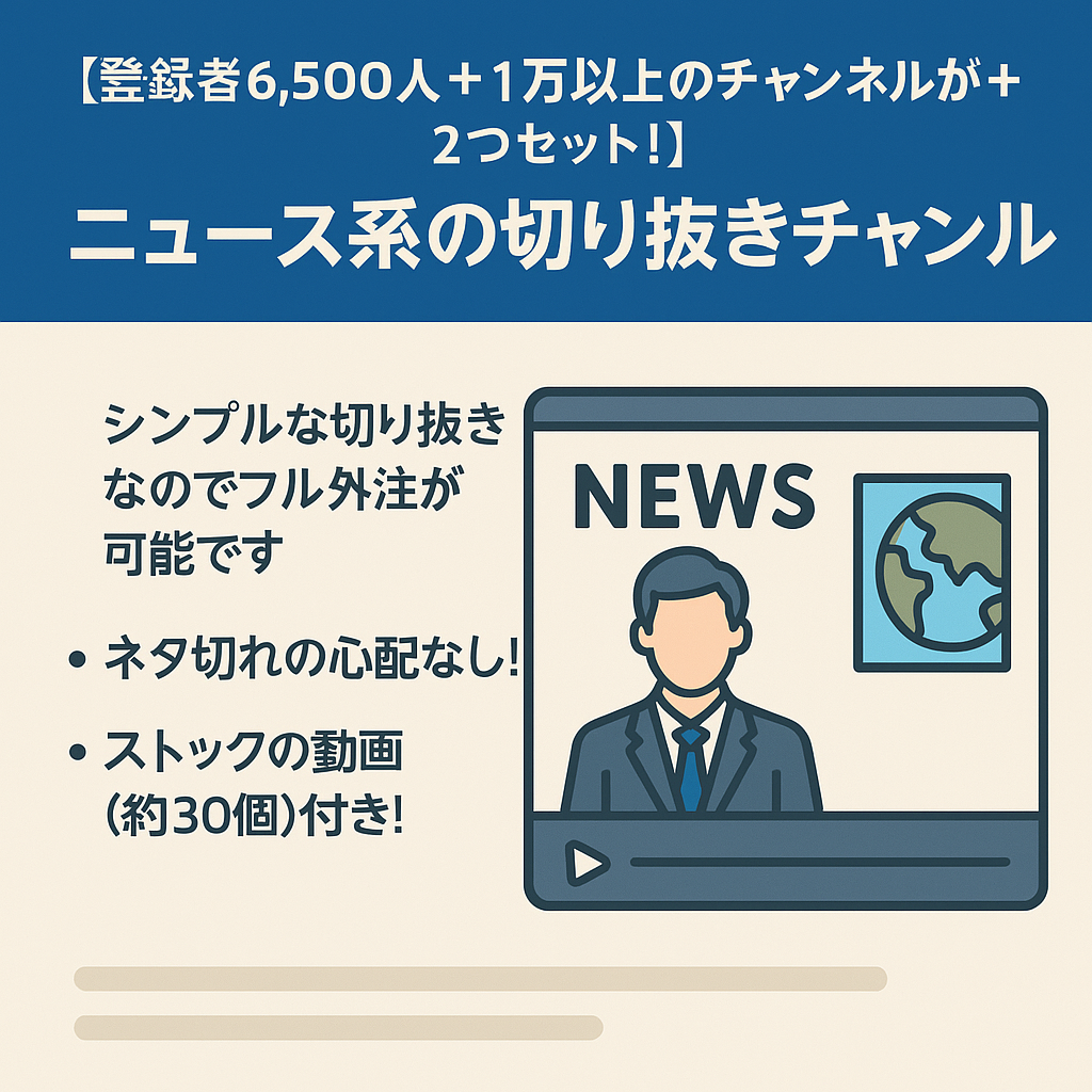 【登録者6,500人＋1万以上のチェンネルが＋2つセット！】今人気のニュース系切り抜きチャンネル！（）