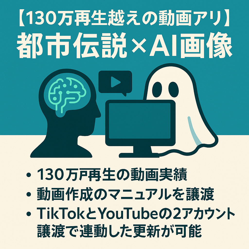 【130万再生越えの動画アリ】 都市伝説×AI画像（TikTok＆YouTubeアカウント）