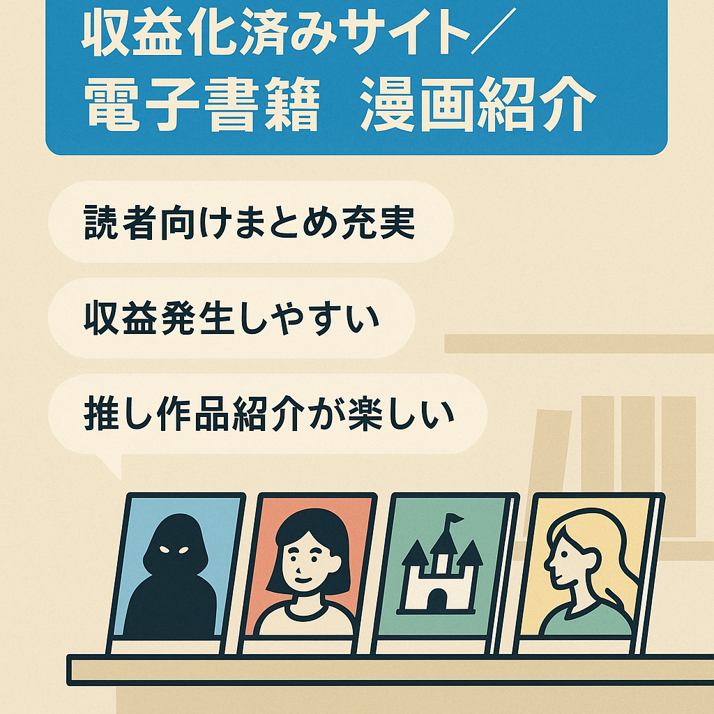 【収益化済み】電子書籍やおすすめ漫画・小説を紹介するサイトです