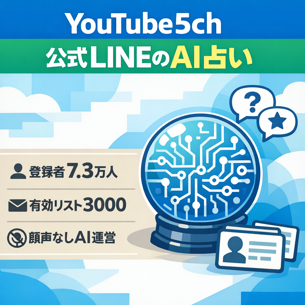 【登録者合計7.3万人超え】YouTube5ch×公式LINE3000人×AI占いジャンル