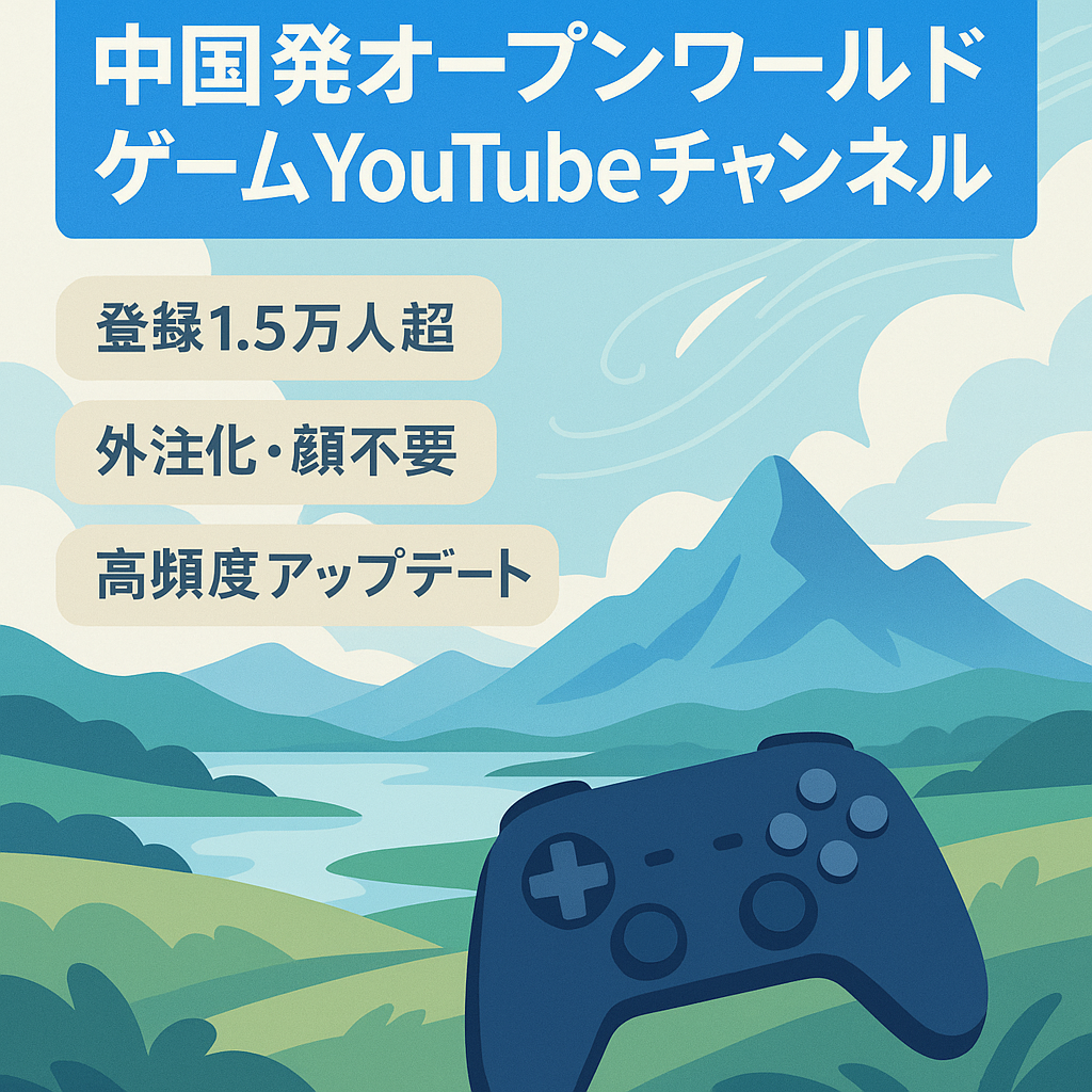【ゲームYouTubeチャンネル】中国発オープンワールドゲームのYouTubeチャンネル！【登録者1.5万人以上/収益化済/最高収益月28万円】