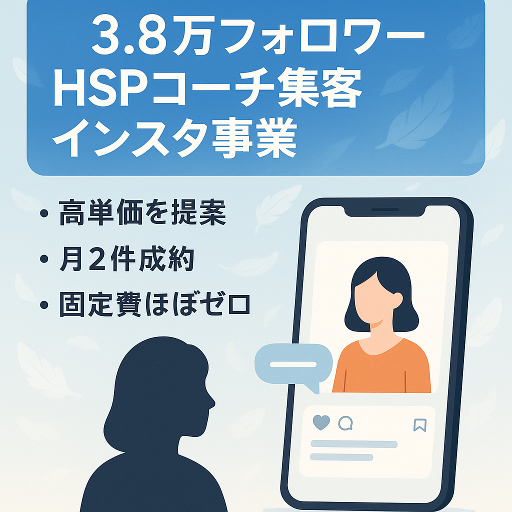 【フォロワー数3.8万越】HSP向けコーチング集客用インスタリポスト運用事業
