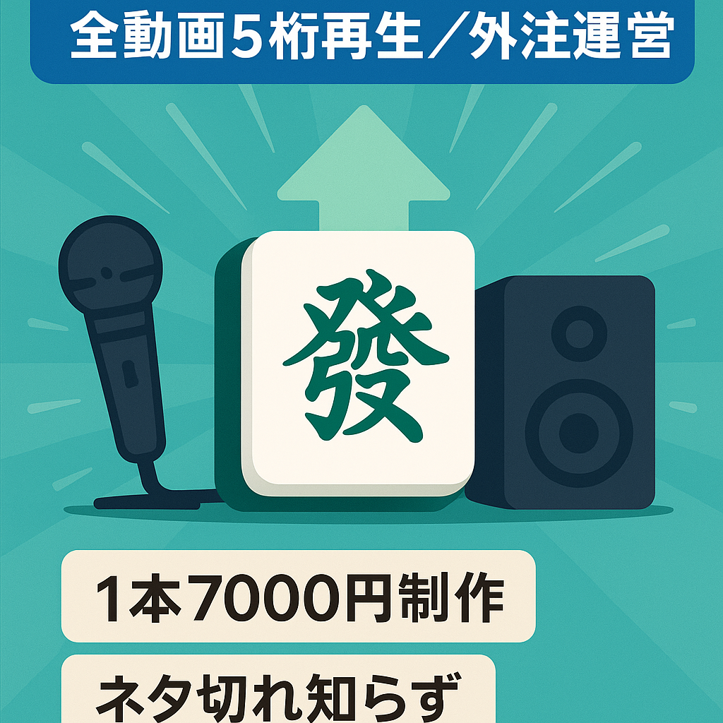 【2月に収益化/3月の利益約30万円】人工音声を用いた麻雀系の解説CH。全動画5桁再生超え、フル外注で運営可能！【属人性無し】