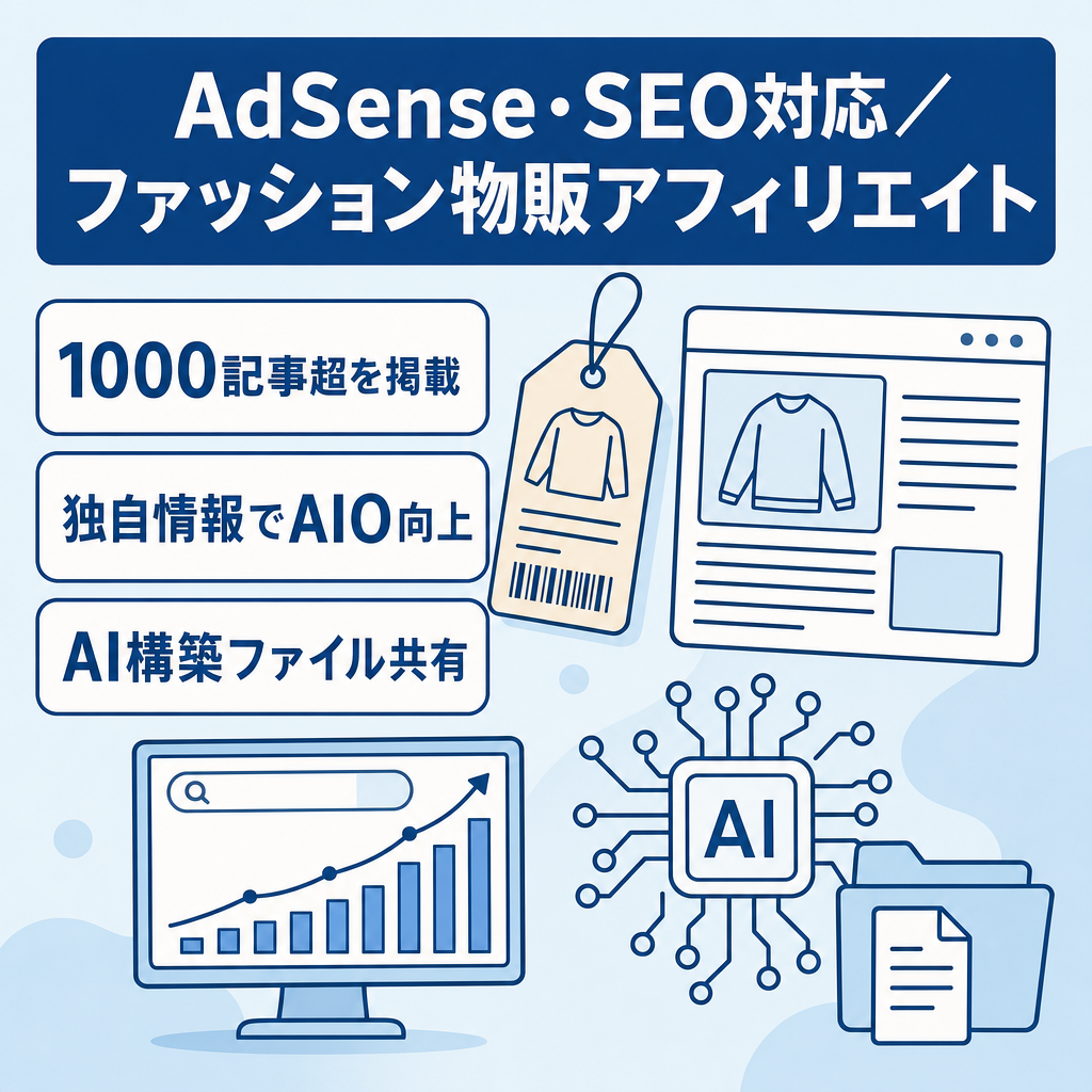 ファッション系物販アフィリエイト、AdSense AIO.SEO.SNSで集客