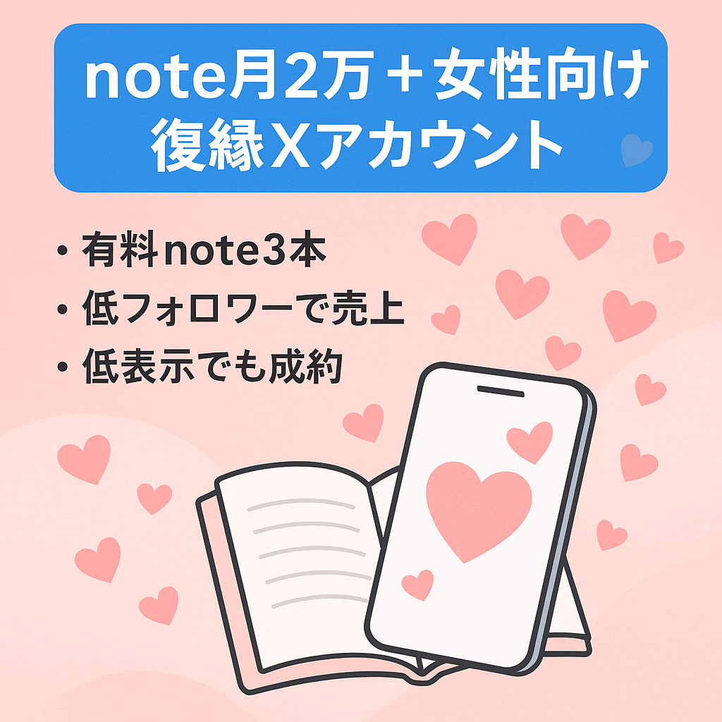 【note毎月2万以上マネタイズ】女性向け復縁アカウント（X）