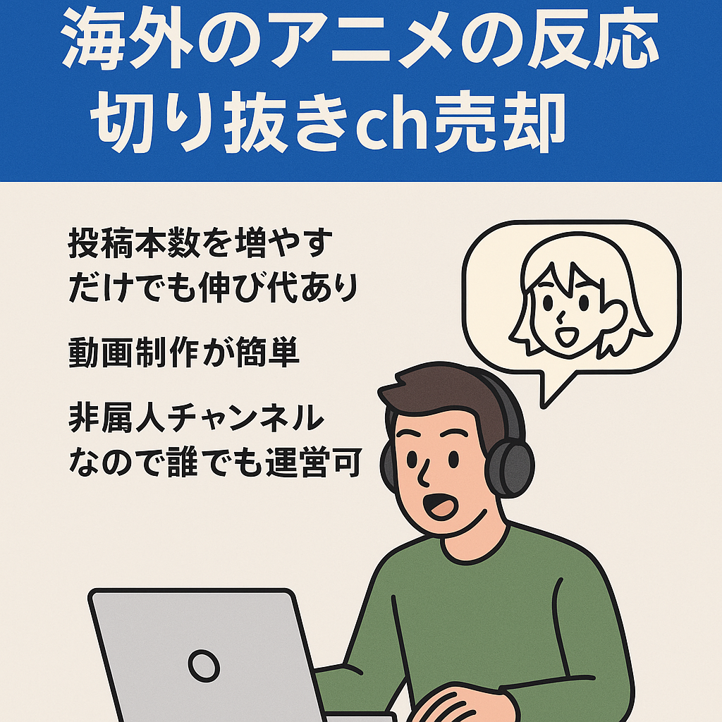 【総収益11万超え】海外のアニメの反応切り抜きch売却