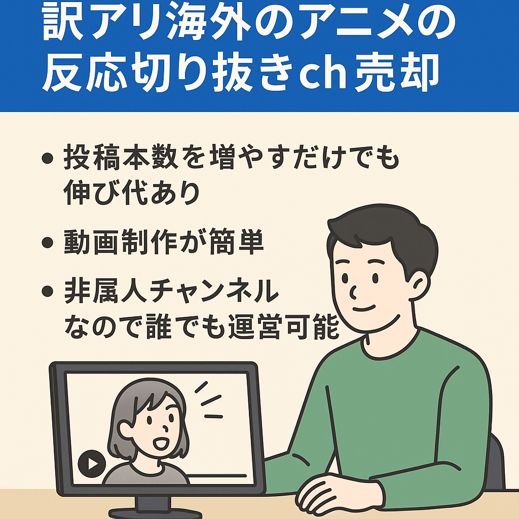 【総収益77万超え】訳アリ海外のアニメの反応切り抜きch売却