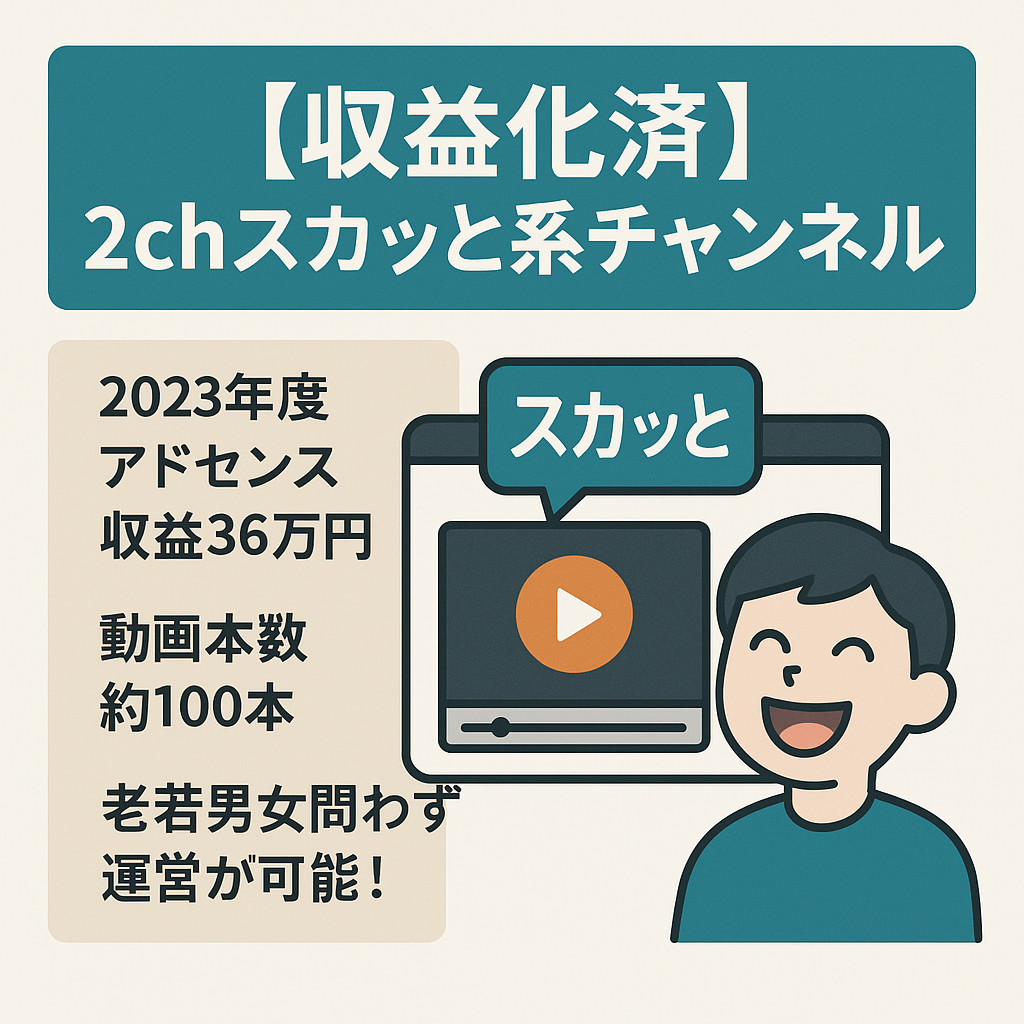 【収益化済/属人性なし/総収益約115万円】2chスカッと系チャンネル