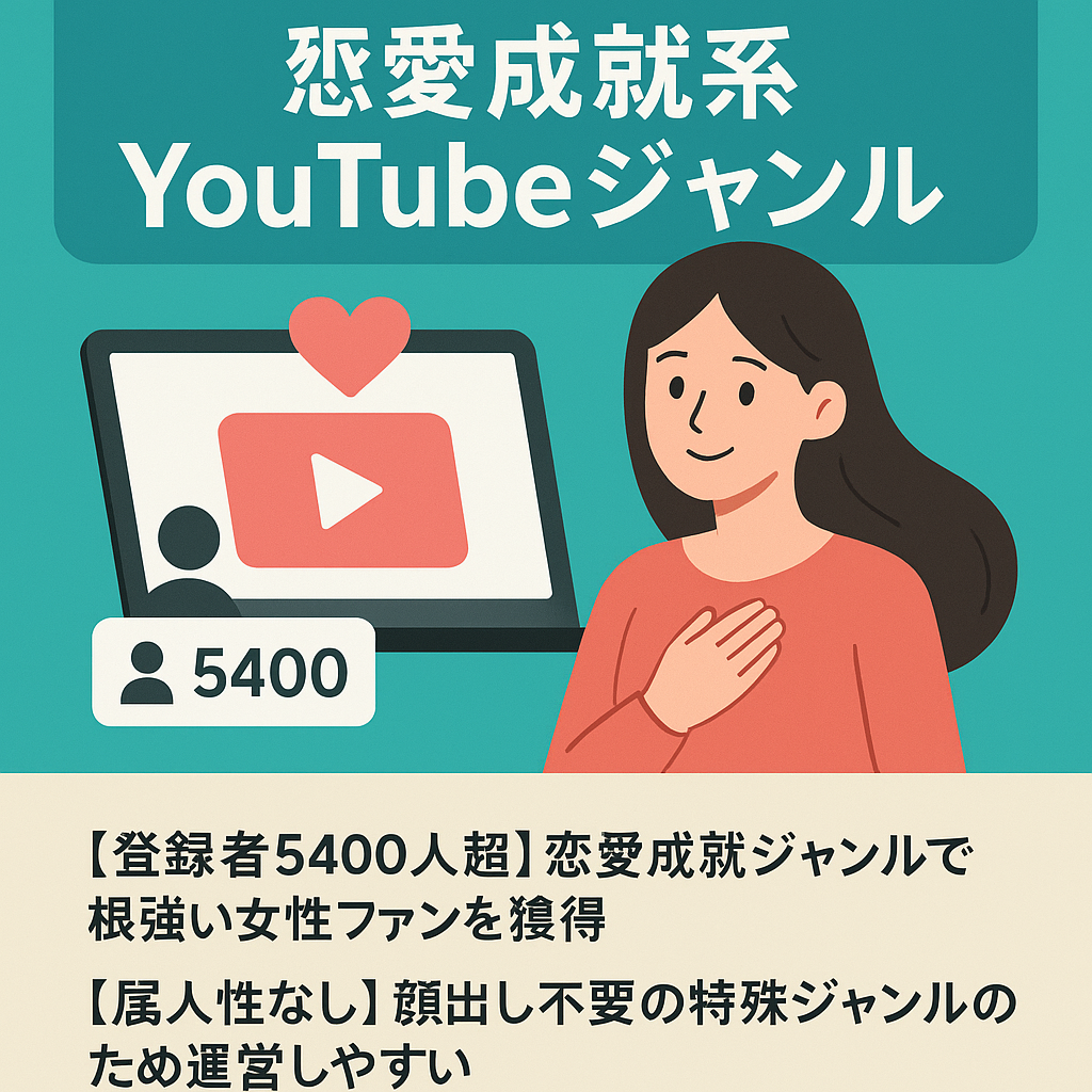 【訳あり/登録者5400人】アフィリエイト向き！恋愛成就系YouTubeジャンル