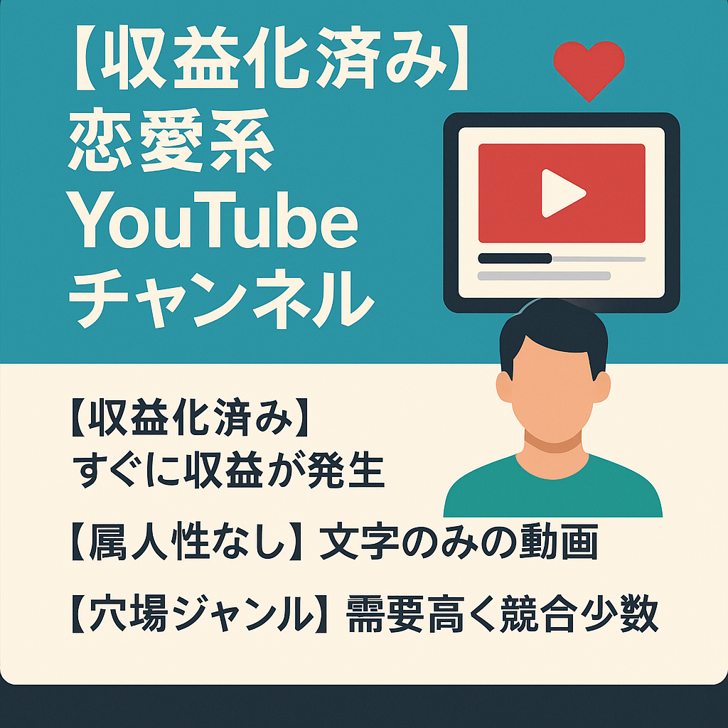 【収益化済み】恋愛系YouTubeチャンネル【属人性なし・穴場ジャンル・動画作成10分】