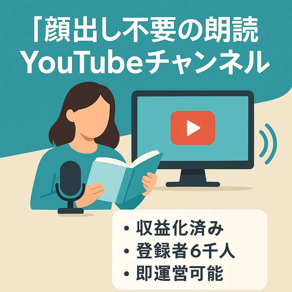 【収益化済/登録者6千人】顔出し不要の朗読YouTubeチャンネル【編集誰でも簡単/フル外注も可能】