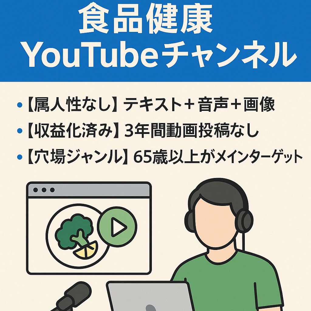 【収益化済】登録者8600人超の食品健康YouTubeチャンネル/146万回再生超の横動画アリ