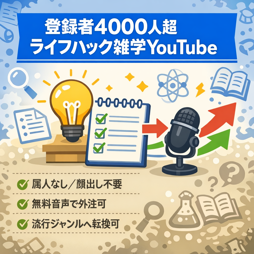 【属人なし】登録者4000人以上ライフハック雑学系YouTubeチャンネル