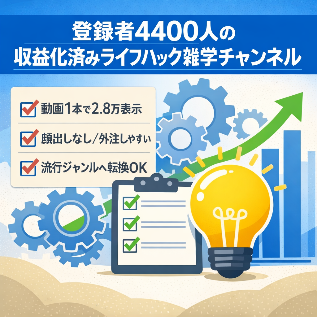 【登録者4400人・収益化済み】非属人ライフハック雑学系YouTubeチャンネル