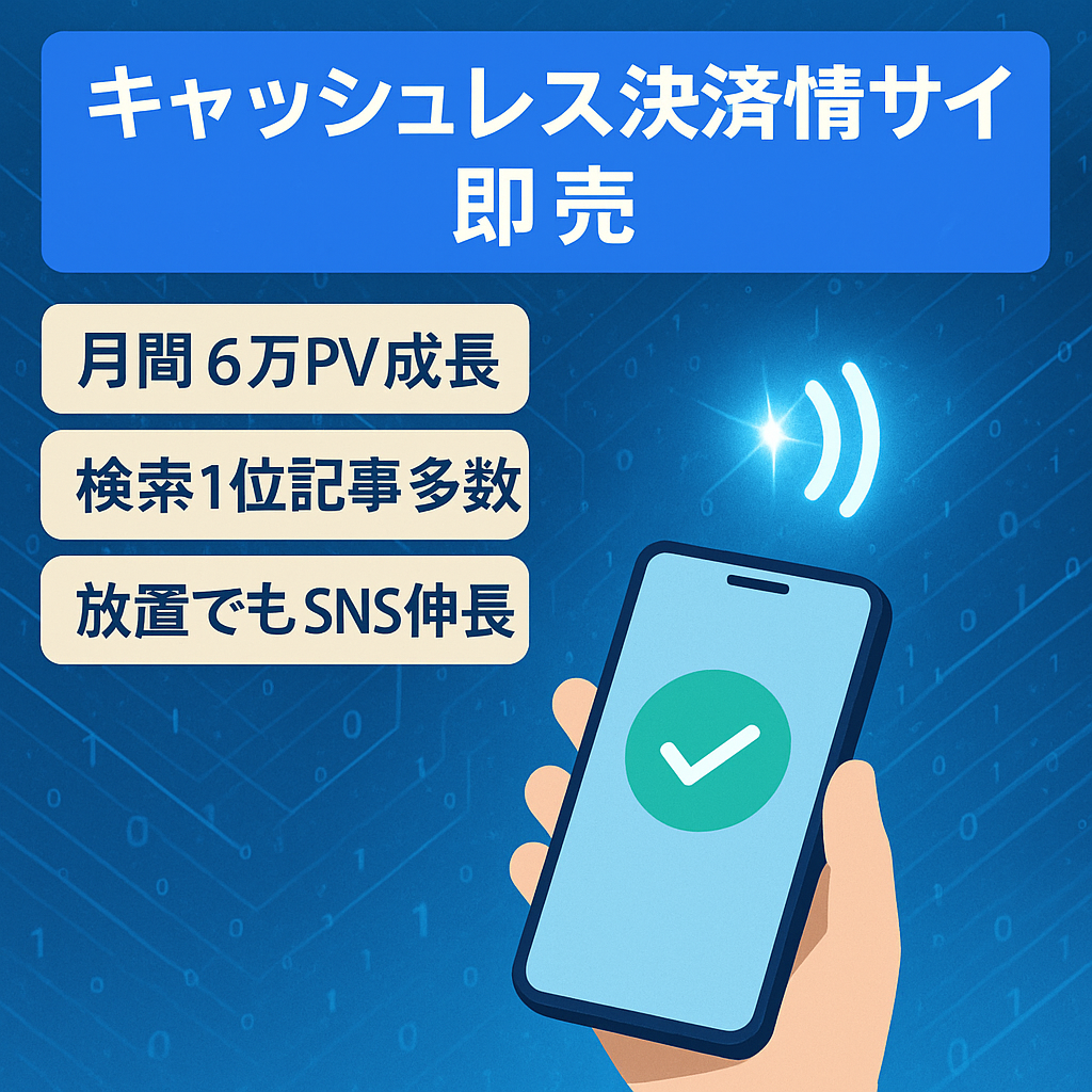 【即売却希望】スニペット記事多数、月6万PVを誇るキャッシュレス決済の情報サイト