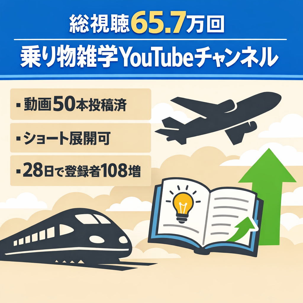 【総視聴回数65.7万回】【人気の乗り物ジャンル】雑学系Youtubeチャンネル