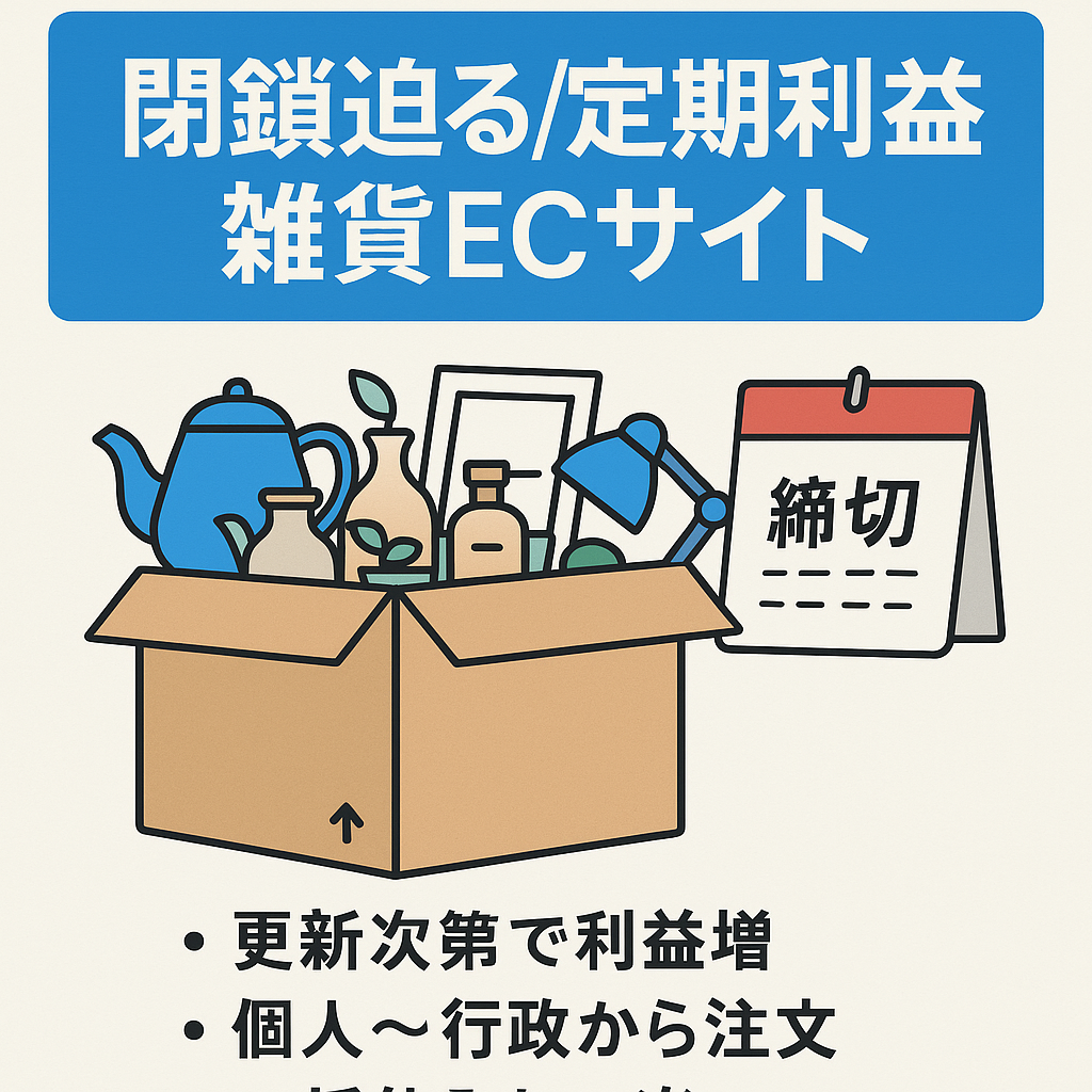 【急募】８月末日までに閉鎖!!定期利益が見込める雑貨サイト
