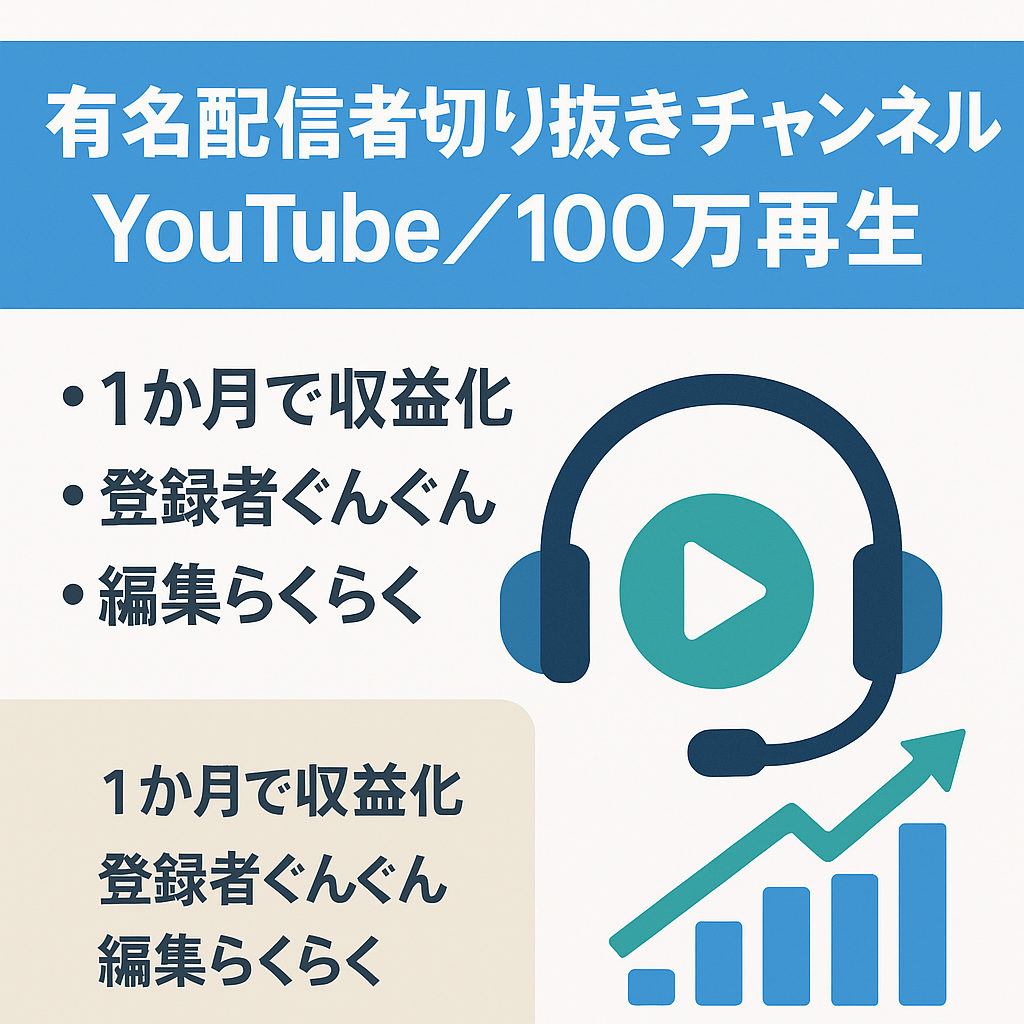 【動画投稿してから一か月で収益化・総再生数100万】有名ストリーマーのYouTube切り抜きチャンネル