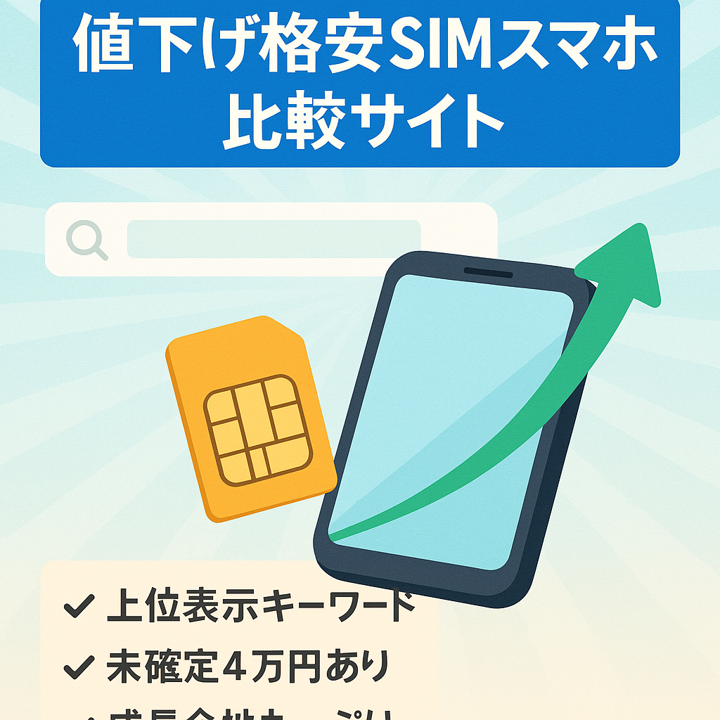 値下げ 格安SIMスマホ比較情報サイト  KW検索上位表示多数あり