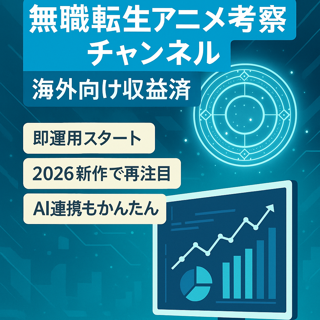【収益化済／海外向け】無職転生特化アニメ考察チャンネル｜2026年アニメ展開で需要増見込み｜ショート展開にも最適