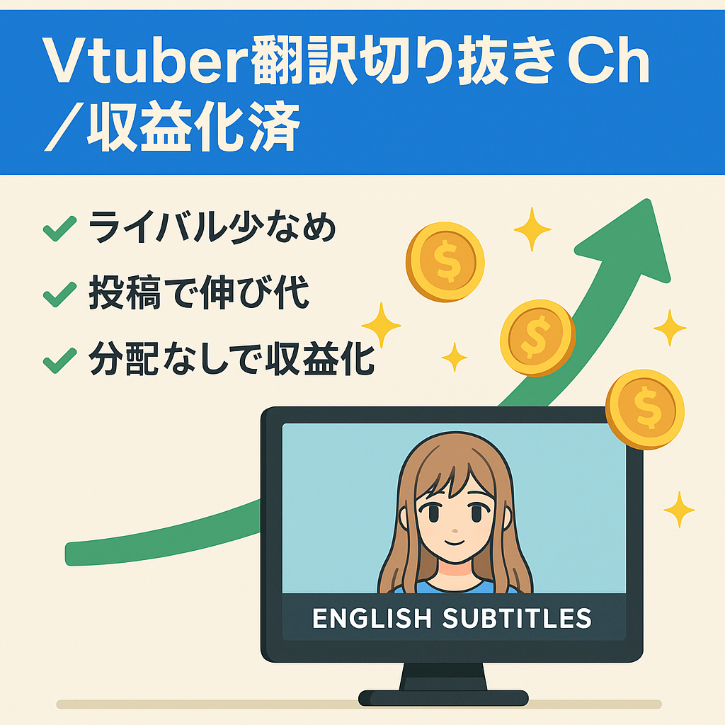 【収益化済み/チャンネル登録者2.7万人越え】大手Vtuber事務所翻訳切り抜きチャンネル[日→英字幕]