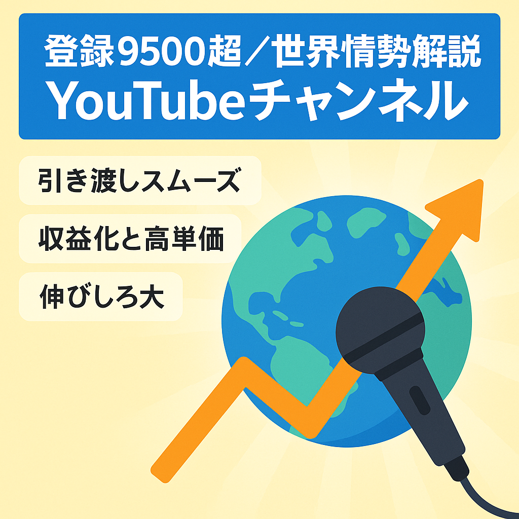 【チャンネル登録者9500人以上/収益化済み／高単価】ずんだもん解説ch（世界情勢）